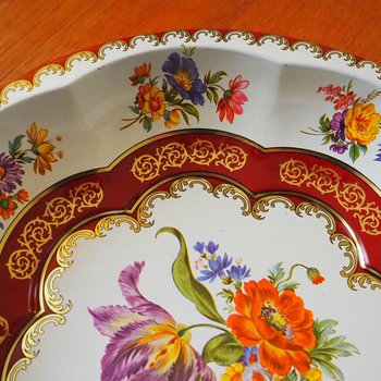 Vintage Daher Decorated Ware bowl | Vintage floral tin bowl | Vintage scalloped tin bowl