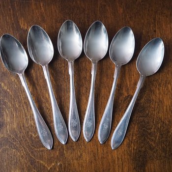 Set of six vintage tablespoons | Vintage silver plated tablespoons | Vintage engraved spoons | Vintage alpacca silver tablespoons