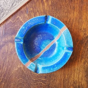 Vintage ceramic ashtray | Blue and turquoise ashtray | Vintage stoneware ashtray | Ceramic ashtray | Vintage ashtray