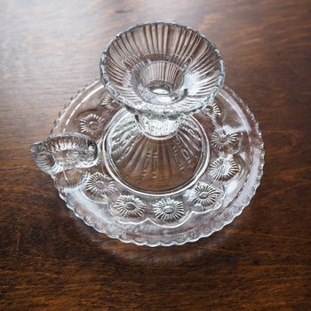 Vintage candlestick holder | Glass candlestick holder | Vintage glass candle holder | Vintage chamber style candle holder