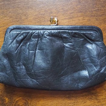 Vintage leather purse bag | Vintage leather bag | Black purse bag | Vintage leather clutch | Made in Finland | EJ Laukku