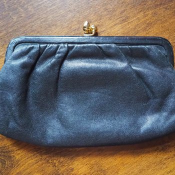 Vintage leather purse bag | Vintage leather bag | Black purse bag | Vintage leather clutch | Made in Finland | EJ Laukku
