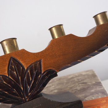 Vintage wooden candelabra | Wooden candelabra | Five arm wooden candlestick holder