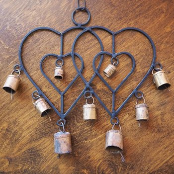 Vintage wind chime | Vintage wind chime with bells | Heart wind chime | Iron wind chime with bells | Wind chime with hearts