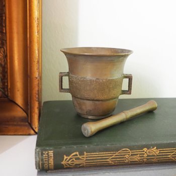 Vintage brass mortar and pestle | Small brass mortar | Small vintage mortar and pestle