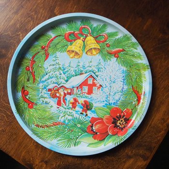 Vintage Christmas tray | Vintage tin tray | Vintage Santa Claus tin tray | Vintage tray | Made in Finland