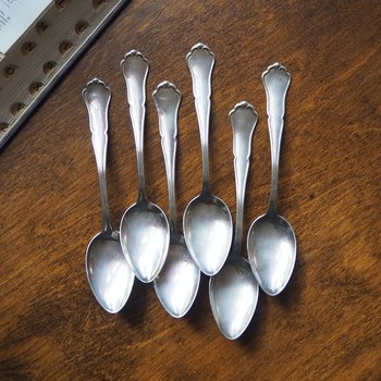 Set of six vintage spoons | Vintage spoons | Vintage alpacca silver spoons | Vintage alpacca spoons