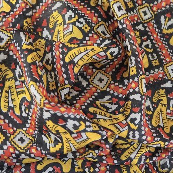 Vintage silk scarf | Vintage scarf | Black, red and yellow silk scarf | Colourful silk scarf