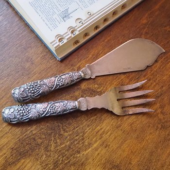 Vintage alpacca silver serving utensils | Alpacca silver serving utensils | Vintage serving set | 1950s serving set