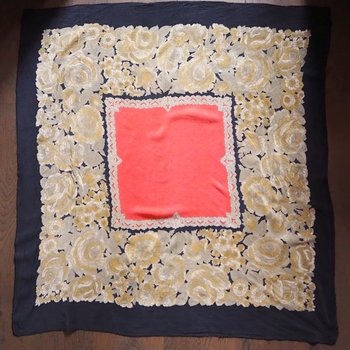 Vintage silk scarf | Floral silk scarf | Large vintage silk scarf | Square silk scarf