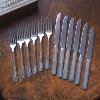 Vintage cutlery set for six | Silver plated cutlery set | Vintage silver plated forks and knives | Camden cutlery set