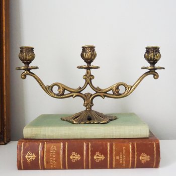 Vintage brass candelabra | Brass candelabra | Three arm brass candlestick holder | Three arm candelabra