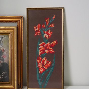 Vintage needlepoint wall art | Scandinavian wall art | Needlepoint wall hanging | Vintage wall tapestry | Handmade wall tapestry