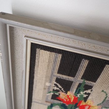 Vintage needlepoint wall art | Religious needlepoint | Scandinavian wall art | Needlepoint wall hanging | Wool needlepoint