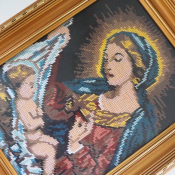 Vintage needlepoint wall art | Religious needlepoint | Scandinavian wall art | Needlepoint wall hanging | Wool needlepoint