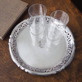 Vintage alpacca silver tray | Alpacca silver platter | Vintage serving tray | Small serving tray