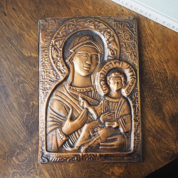Vintage copper wall plaque | Vintage religious icon | Copper religious wall plaque | Vintage copper icon