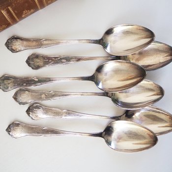 Set of six vintage tablespoons | Vintage silver plated tablespoons | Vintage engraved spoons | Vintage alpacca silver tablespoons