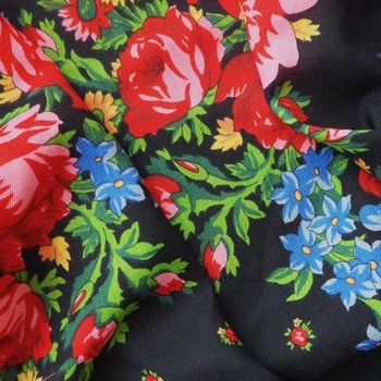 Vintage floral scarf | Floral scarf with a fringe | Vintage wool scarf | Vintage wool shawl | Russian floral scarf
