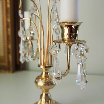 Vintage crystal candelabra | Vintage two arm candelabra | Gold plated candelabra | Vintage candelabra