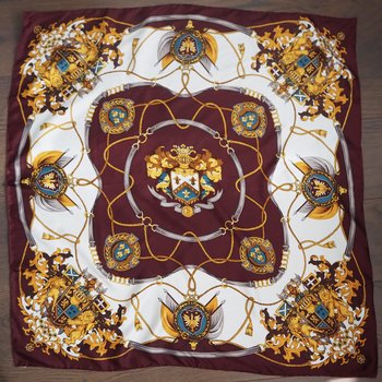 Vintage silk scarf | Purple silk scarf | Large vintage silk scarf | 100% silk scarf | Baroque silk scarf