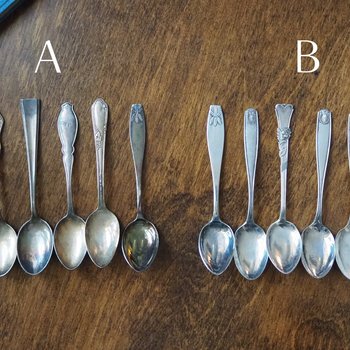 Set of six vintage coffee spoons | Small vintage spoons | Mismatched vintage spoons | Vintage coffee spoon set | Vintage alpacca spoons