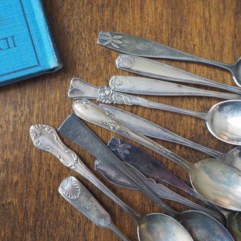 Set of six vintage coffee spoons | Small vintage spoons | Mismatched vintage spoons | Vintage coffee spoon set | Vintage alpacca spoons