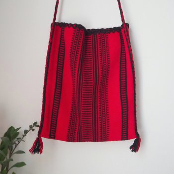 Vintage bag | Red and black shepherd's bag | Wool crossbody bag | Vintage wool bag | Red crossbody bag