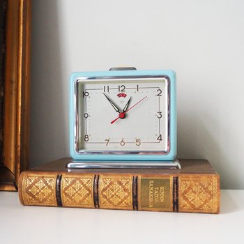 Vintage alarm clock | Shanghai Diamond alarm clock | Vintage wind up clock | Retro sky blue alarm clock | Working order