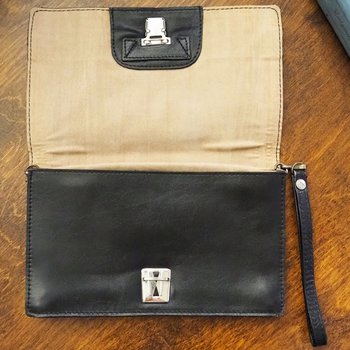 Vintage leather wristlet | Vintage leather bag | Black purse bag | Vintage wristlet | Vintage leather wrist bag | Black leather wristlet
