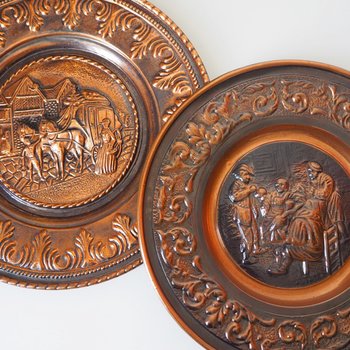 Set of two vintage copper wall plates | Decorative wall plates | Vintage copper plates | Vintage wall decor