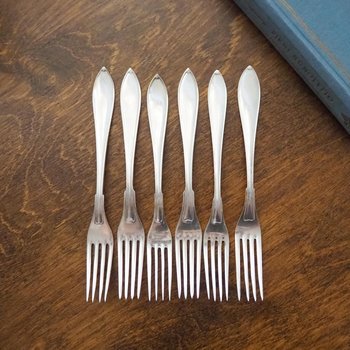 Vintage forks | Alpacca silver forks | Set of six vintage forks | Simple alpacca silver forks | Vintage fork set