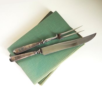 Vintage carving set | Sheffield carving knife and fork | Vintage stainless steel carving set | Alpacca silver carving set