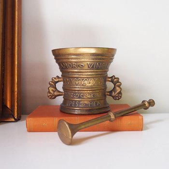 Vintage brass mortar and pestle | Large brass mortar | Vintage brass mortar | Large brass mortar set