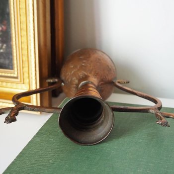 Vintage copper vase | Copper vase | Decorative copper vase | Rustic copper vase | Vintage vase with birds | Small copper vase