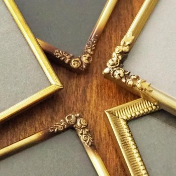 Set of five vintage photo frames | Mismatched photo frames | Set of five brass vintage frames | Vintage brass picture frames