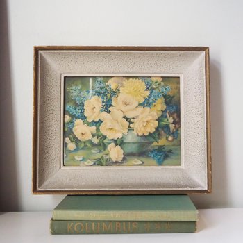 Vintage wall art | Vintage floral print | Framed vintage print | Framed floral print | Yellow florals wall art | Vintage floral wall art