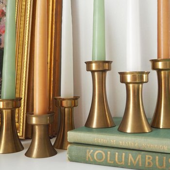 Set of six vintage candlestick holders | Solid brass candlestick holders | Vintage brass candle holders | Matching candle holder set