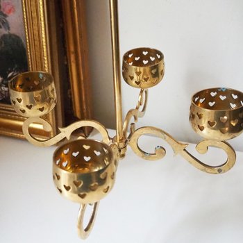 Vintage hanging tealight candle holder | Vintage candelabrum | Hanging brass candelabrum | Hanging brass votive candelabrum