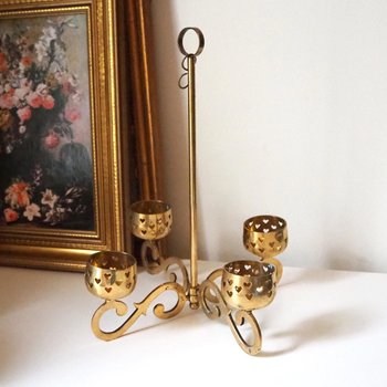 Vintage hanging tealight candle holder | Vintage candelabrum | Hanging brass candelabrum | Hanging brass votive candelabrum