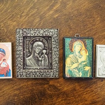 Vintage Orthodox icons | Set of four small vintage Orthodox icons | Wooden religious icons | Vintage wooden icons | Small vintage icons