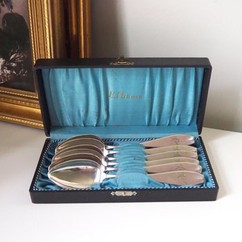 Set of six vintage tablespoons | Vintage silver plated tablespoons | Vintage tablespoon set | Vintage alpacca silver spoons