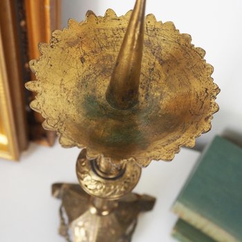 Vintage pricket candle holder | Vintage pricket candle | Tall gold plated pricket candle holder | Pricket candle holder