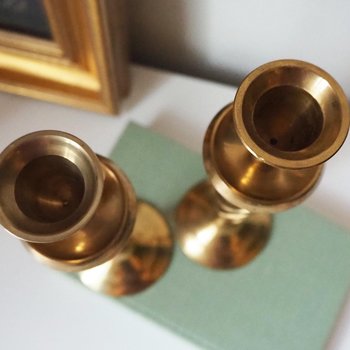 Set of two vintage candlestick holders | Brass candlestick holders | Barley twist brass candlestick holders | Twisted candlestick holders