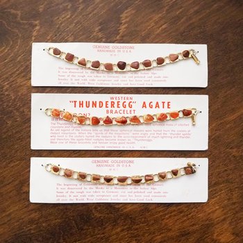 Set of three vintage bracelets | Agate and goldstone bracelets | Thunderegg agate bracelet | Genuine Goldstone bracelets | Handmade in USA