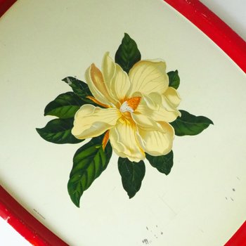Vintage floral serving tray | Large vintage tray | Retro tray | Floral metal tray | Made in England | Floral serving tray