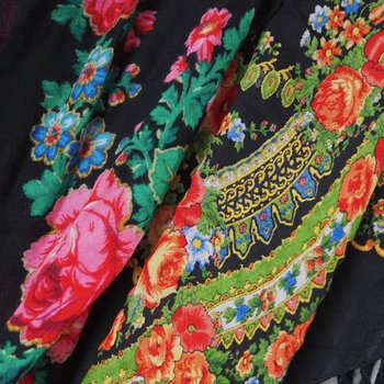 Vintage floral scarves | Floral scarf with a fringe | Vintage wool scarf | Vintage wool shawl | Vintage floral scarf