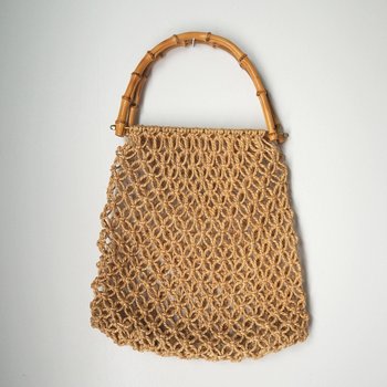 Vintage macrame bag | Bamboo and jute bag | Vintage bag with bamboo handles | Boho vintage bag | Macrame bag with bamboo handles