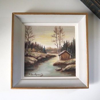 Vintage painting | Vintage scenery painting | Finnish scenery wall art | Framed vintage art | Small vintage painting | Vintage wall art