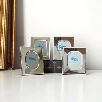 Vintage picture frames | Set of four silver plated frames | Silver plated picture frames | Tiny vintage picture frames
